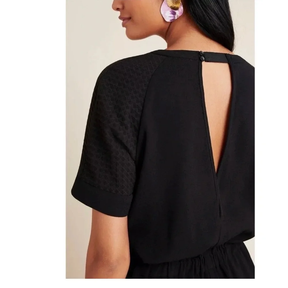 Anthropologie Allegory Jumpsuit Black Petite SP Textured Minimalist Capsule NWT